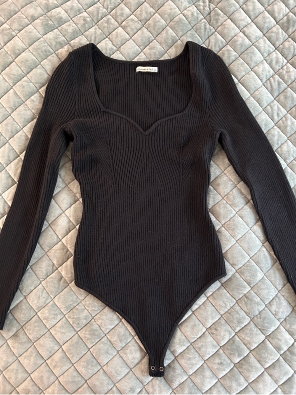 Women’s Black Ribbed Long-Sleeve Bodysuit